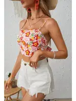 Bella Notte Çok Renkli Retro Çiçekli Askılı Crop B-5510 Çok Renkli görsel 4