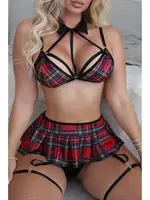 Ekoseli Cosplay Etekli Fantazi Kostüm Bella Notte 18519 Çok Renkli