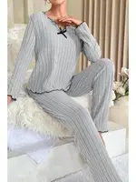 Bella Notte Gri Uzun Kollu Pamuklu Pijama Takımı 7093 Gri farklı açı