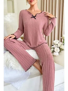 Bella Notte Gül Kurusu Uzun Kollu Pamuklu Pijama Takımı Bella Notte 7067