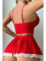 Kırmızı Fransız Model Hizmetçi Kostüm Bella Notte 17038 Kırmızı görsel 4