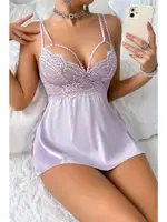 Askılı Mini Erotik Lila Gecelik Bella Notte15622 Lila farklı açı