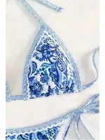 Bella Notte Mavi Desenli Üçgen Bikini Set M-9003 Mavi farklı açı