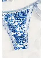 Bella Notte Mavi Desenli Üçgen Bikini Set M-9003 Mavi görsel 4