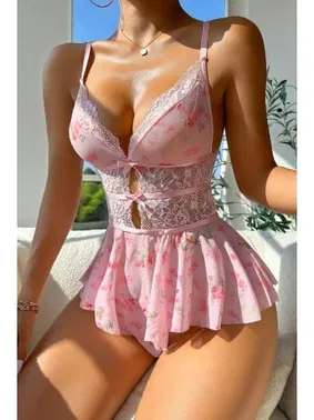 Bella Notte Pembe Askılı Sırt Detaylı Teddy Gecelik Bella Notte 15096 - Alternatif Görünüm