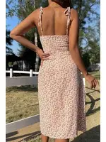 Pembe Bahar Yırtmaçlı Elbise Bella Notte E-5501 Pembe farklı açı