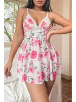 Pembe Çiçek Desenli Dantel Detaylı Bella Notte Gecelik 15706 Pembe farklı açı