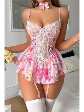 Bella Notte Korse Model Pembe Dantelli Fantazi Gecelik Bella Notte 15779 - Alternatif Görünüm