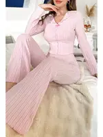 Pembe Fiyonk Detaylı Pamuklu Pijama Takımı Bella Notte 7097 Pembe detay görünüm