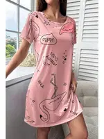Bella Notte Pembe Flamingo Desenli Kadın Gecelik- Uyku Elbisesi 15726 Pembe farklı açı