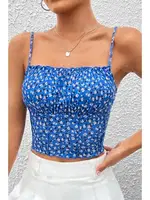 Çiçekli Büzgülü Askılı Kadın Crop Bella Notte 5504 Saks farklı açı