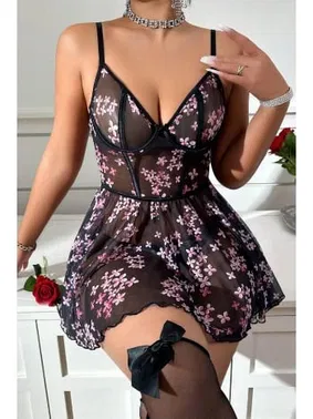 Bella Notte Siyah Askılı Kloş Gecelik Bella Notte 15601 - Alternatif Görünüm