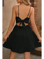 Askılı Sırt Dekolteli Yazlık Siyah Elbise Bella Notte 5500 Siyah görsel 4