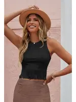 Siyah Kolsuz Saçaklı Atlet Bella Notte A-7500 Siyah