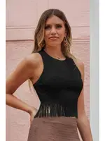 Siyah Kolsuz Saçaklı Atlet Bella Notte A-7500 Siyah detay görünüm