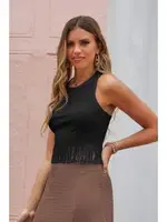 Siyah Kolsuz Saçaklı Atlet Bella Notte A-7500 Siyah farklı açı