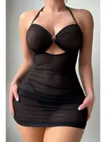 Siyah Transpan Tül Gecelik Bella Notte 15738 Siyah görsel 4