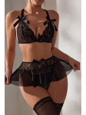 Bella Notte Bella Notte Siyah Yüksek Bel Etekli Takım 16065