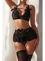 Bella Notte Siyah Yüksek Bel Etekli Takım 16065 Siyah detay görünüm