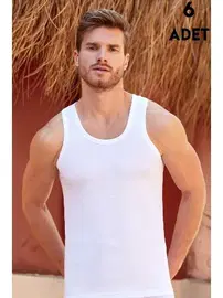 Berrak Erkek Klasik Beyaz Penye Atlet 6Lı Berrak 1004