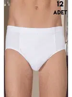 Erkek Penye Kom Beyaz Slip12Li Berrak 1050