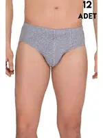 Renkli Erkek Penye Kom Slip 12Li Berrak 1056 Gri Melanj