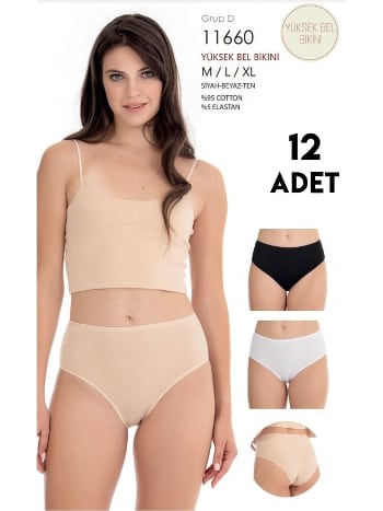 Yüksek Bel 12Li Kadın Bikini Külot Berrak 11660