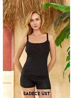 Fitilli İp Askılı Berrak Kadın Atlet 2019 Siyah