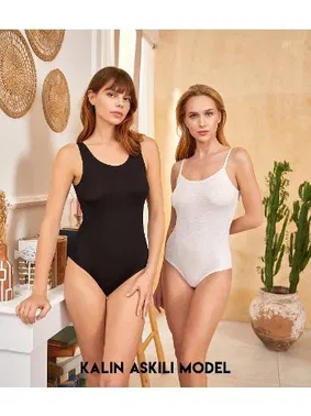 Berrak Nefes Alan Bayan Kalın Askılı Berrak Kadın Badi 2028