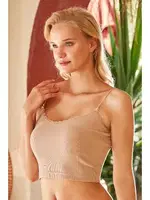 İp Askılı Yarım Atlet Crop Berrak 7001 Pudra