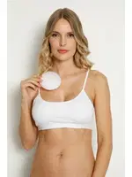 Beyaz 2li Bambu İp Askılı Pedli Crop Atlet Arma Yıldız 3709 - 2 ADET Beyaz