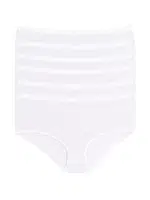 Beyaz 6'lı Paket Bambu Kemerli Kadın Bato Külot Yıldız 3945 Beyaz