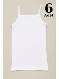 Arma Yıldız Beyaz 6li Paket Kız Çocuk Atlet İp Askılı %100 Pamuklu Ribana Arma Yıldız 5520 - 6 ADET