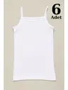 Beyaz 6li Paket Kız Çocuk Atlet İp Askılı %100 Pamuklu Ribana Arma Yıldız 5520 - 6 ADET