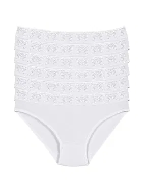 Yıldız Çamaşır Beyaz 6'lı Paket Likralı Beli Dantelli Kadın Bikini Külot Yıldız 3526