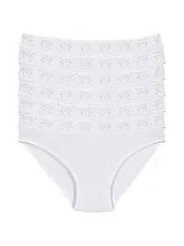 Yıldız Çamaşır Beyaz 6'lı Paket Likralı Beli Dantelli Kadın Bikini Külot Yıldız 3526