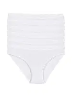 Beyaz 6'lı Paket Likralı İz Yapmaz Kadın Bikini Külot Yıldız 3725 Beyaz