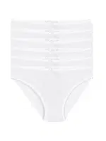 Beyaz 6'lı Paket Likralı Viscon Kadın Bikini Külot Yıldız 3555 Beyaz