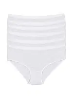 Beyaz 6'lı Paket Pamuklu Kalpli Kadın Bato Külot Yıldız 3590 Beyaz