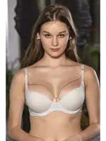 Beyaz Balenli Ön Zincirli Yarım Destekli Sütyen Gallipoli MGP11200 Ekru