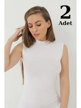 Arma Yıldız Beyaz Bambu Balıkçı Yaka Sıfır Kol Body Boğazlı Kolsuz Badi Arma Yıldız 3707 - 2 ADET