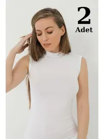 Arma Yıldız Beyaz Bambu Balıkçı Yaka Sıfır Kol Body Boğazlı Kolsuz Badi Arma Yıldız 3707 - 2 ADET