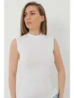 Beyaz Bambu Balıkçı Yaka Sıfır Kol Body Boğazlı Kolsuz Badi Arma Yıldız 3707 - 2 ADET Beyaz farklı açı