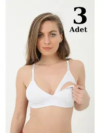 Arma Yıldız Beyaz Emzirme Sütyeni Pamuklu 3lü Paket Arma Yıldız 3719 - 3 ADET