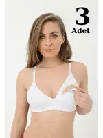 Beyaz Emzirme Sütyeni Pamuklu 3lü Paket Arma Yıldız 3719 - 3 ADET Beyaz