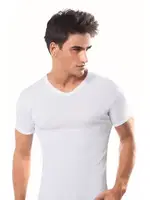 V Yaka Kısa Kol lu Beyaz Erkek Atlet Fanila Sistina 10 Beyaz