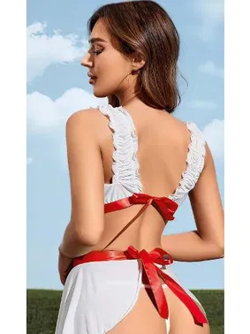 Jesica Bella Beyaz Fırfır Etekli Seksi Mini Elbise Jesica Bella E-00131 - Alternatif Görünüm