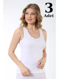 Arma Yıldız Beyaz Geniş Askı Güpürlü Atlet 3lü Set Arma Yıldız 3328 - 3 ADET