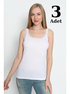 Arma Yıldız Beyaz İnce Askılı Dantelli Atlet 3lü Paket Arma Yıldız 3362 - 3 ADET