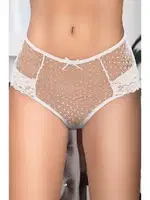 Beyaz Külot Puantiyeli Dantelli Arkası ip Detaylı Beyaz